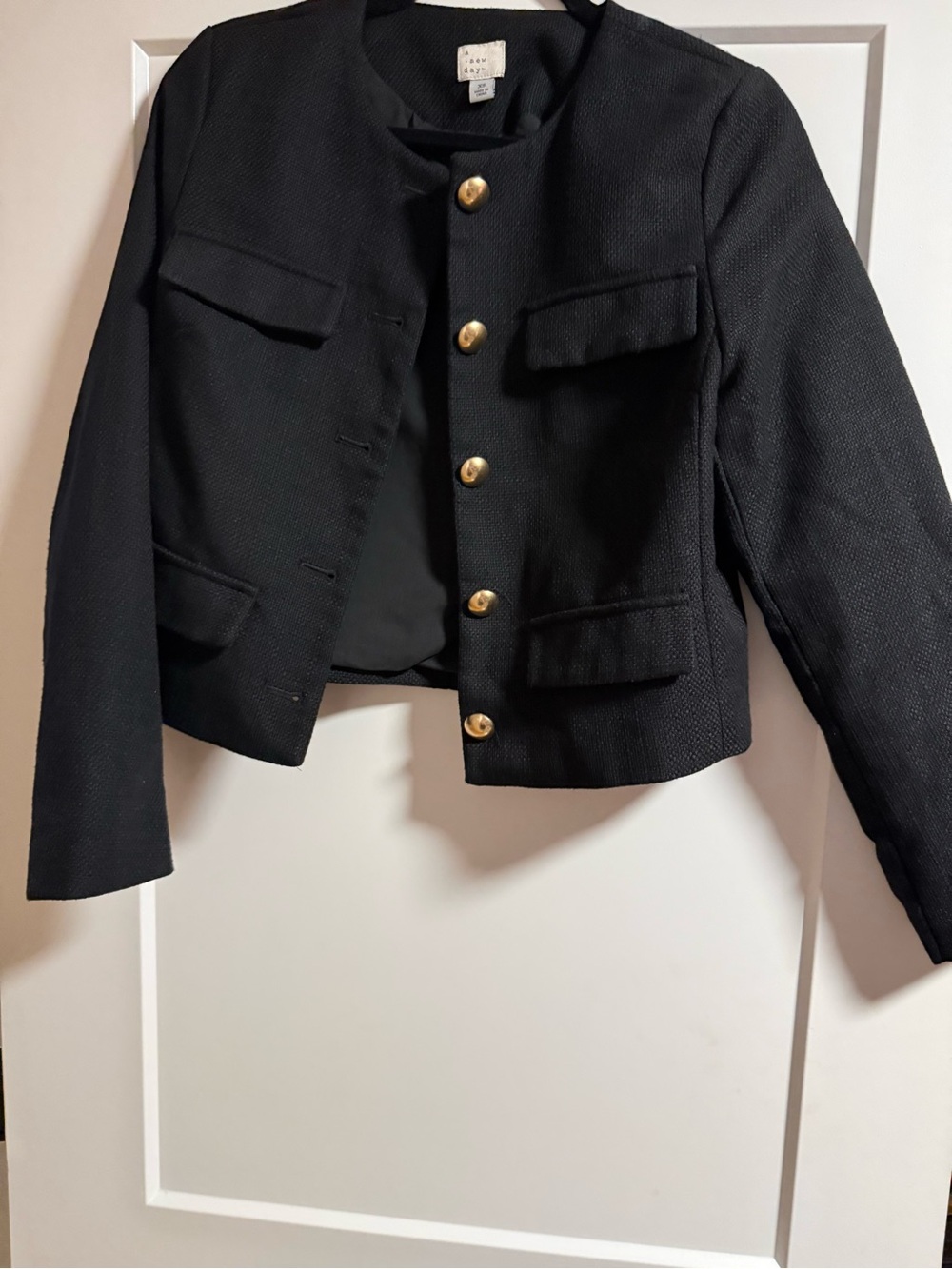 Target Black Cropped Jacket with Gold Buttons